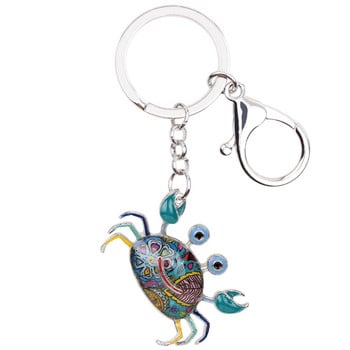 Bonsny σμάλτο μεταλλικό καβούρι Μπρελόκ Μπρελόκ Δαχτυλίδι Τσάντα Τσάντα Γούρια Καινοτομία Ocean Animal Jewelry for Women Girls Gift Χονδρικό