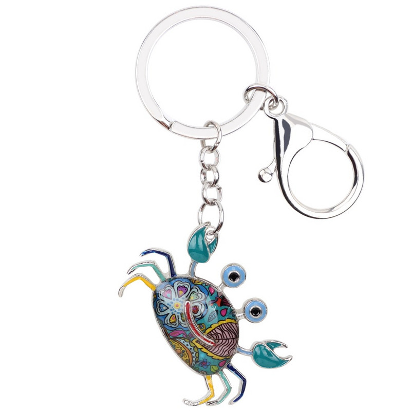 Bonsny emajlirani metalni privjesak za ključeve s račićima, privjesci za ključeve, prsten, torbica, torba, privjesci, novitet, oceanski životinjski nakit za žene, djevojke, pokloni na veliko