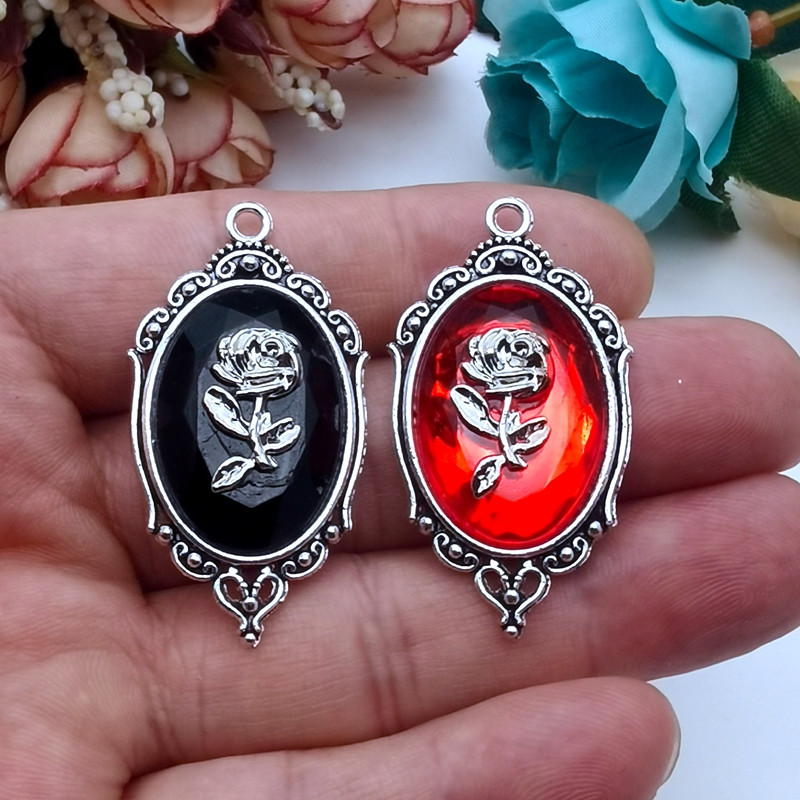 5 komada 42*23 mm gotičke crvene i crne kristalne ruže s reljefnim okvirom Dodaci DIY rukotvorine Izrada šarm privjesak Izrada nakita