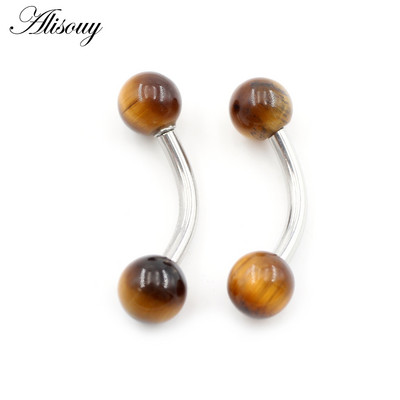 Alisouy 2 DB 14G rozsdamentes acél 5 mm-es kőgolyós szemöldök ívelt súlyzó ajakgyűrű Snug Daith Helix fülbevaló testpiercing ékszer