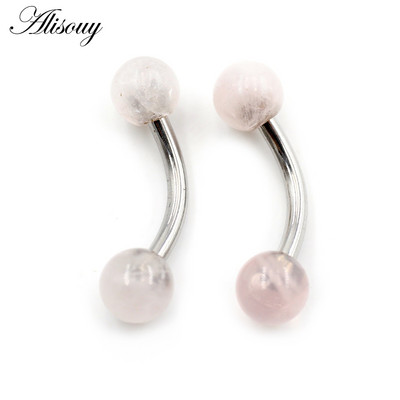 Alisouy 2 DB 14G rozsdamentes acél 5 mm-es kőgolyós szemöldök ívelt súlyzó ajakgyűrű Snug Daith Helix fülbevaló testpiercing ékszer