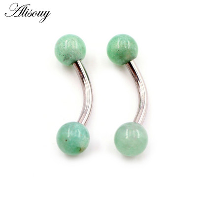 Alisouy 2 DB 14G rozsdamentes acél 5 mm-es kőgolyós szemöldök ívelt súlyzó ajakgyűrű Snug Daith Helix fülbevaló testpiercing ékszer