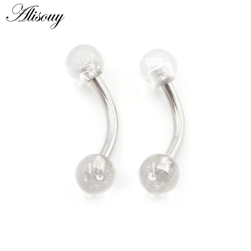 Alisouy 2 DB 14G rozsdamentes acél 5 mm-es kőgolyós szemöldök ívelt súlyzó ajakgyűrű Snug Daith Helix fülbevaló testpiercing ékszer