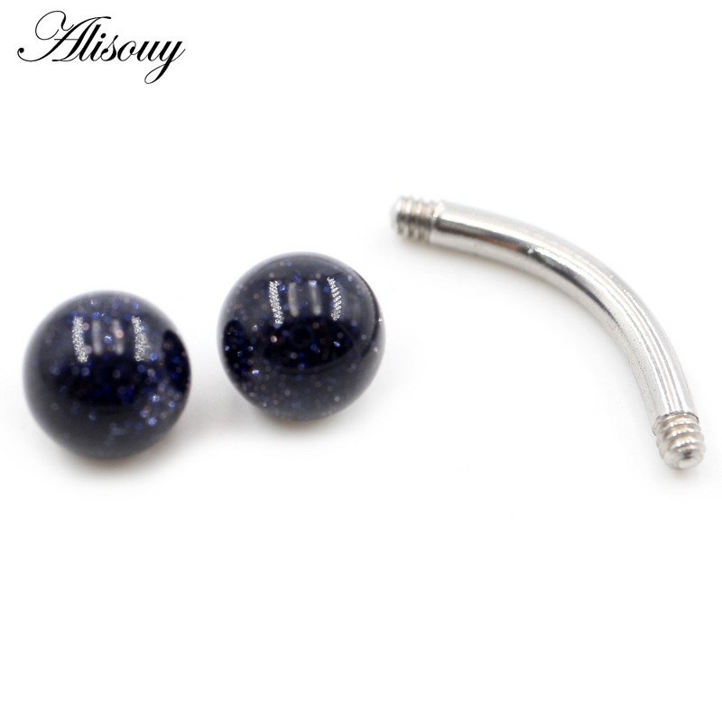 Alisouy 2 DB 14G rozsdamentes acél 5 mm-es kőgolyós szemöldök ívelt súlyzó ajakgyűrű Snug Daith Helix fülbevaló testpiercing ékszer