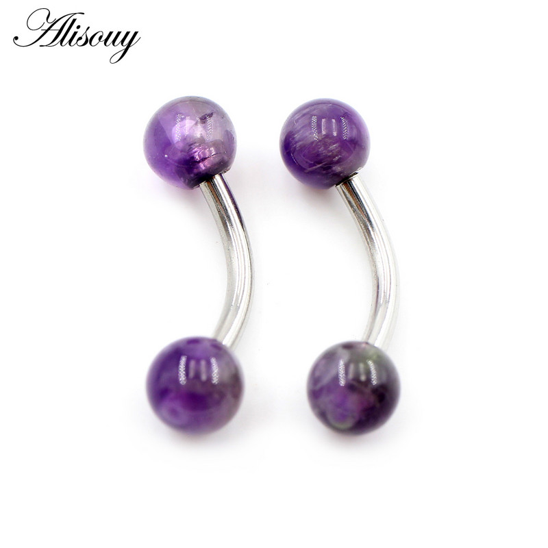 Alisouy 2 DB 14G rozsdamentes acél 5 mm-es kőgolyós szemöldök ívelt súlyzó ajakgyűrű Snug Daith Helix fülbevaló testpiercing ékszer