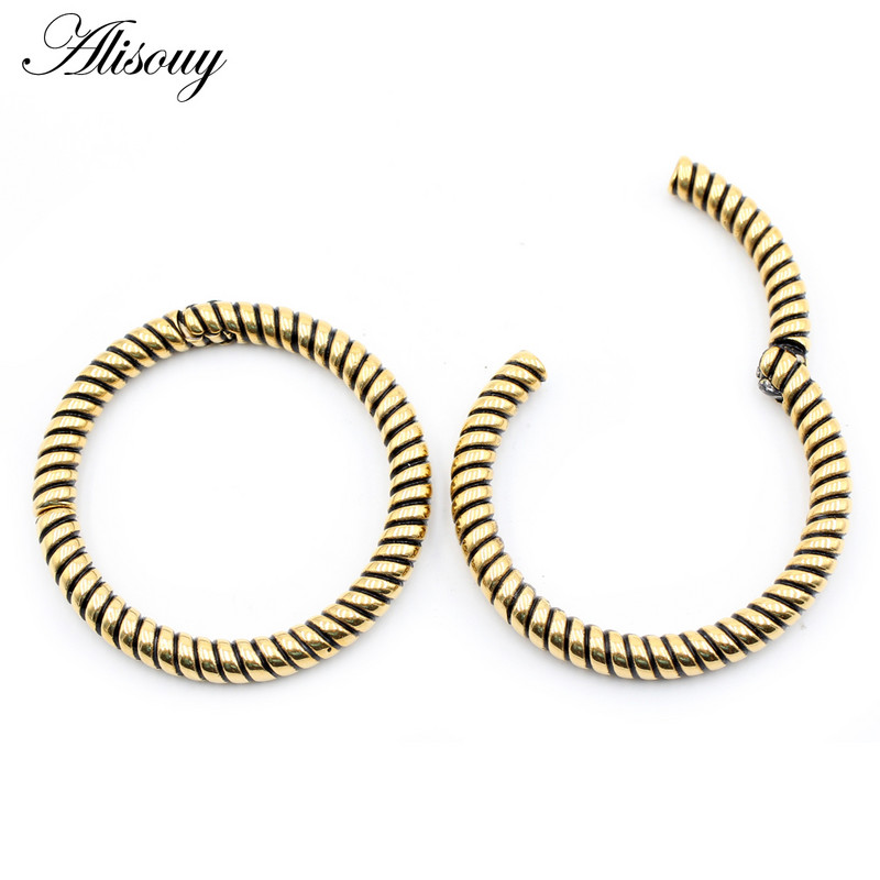 Alisouy 1 buc din oțel inoxidabil, cerc răsucit pentru urechi, greutăți pentru urechi, expansoare grele, dopuri pentru targă, calibre, cercei, bijuterii pentru piercing pentru corp