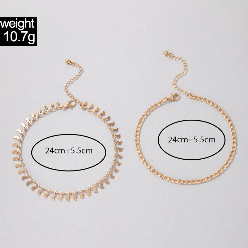 Tocona 2db/szett Charms Moon bokaláncok Női Arany színű Vastag láblánc ötvözet fém állítható nyári ékszer kiegészítők
