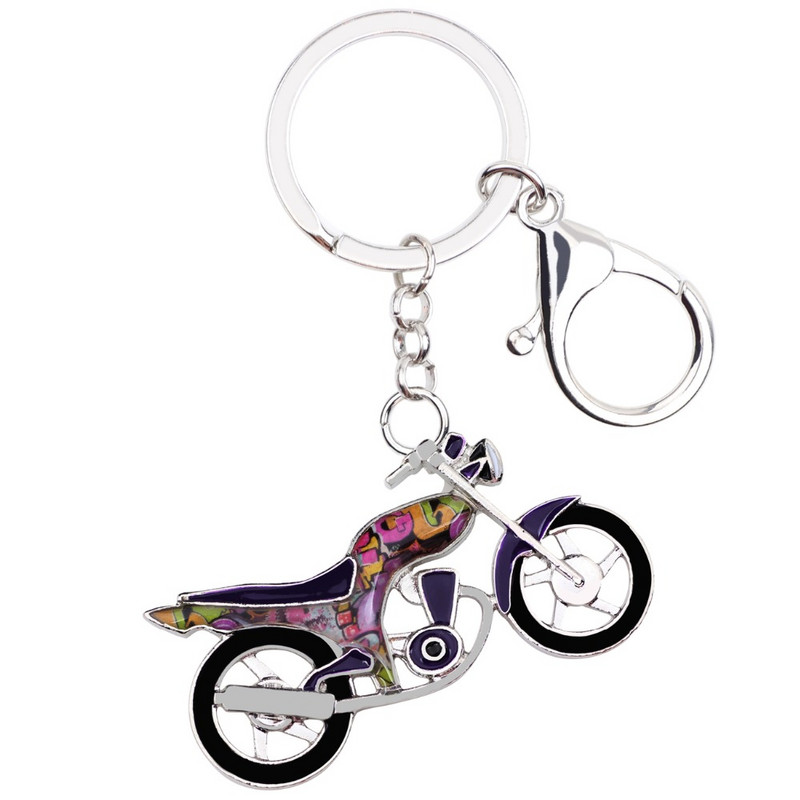 Bonsny email transport motocicletă motocicletă breloc breloc inel cadou pentru femei fete geantă brelocuri mașină bijuterii unice