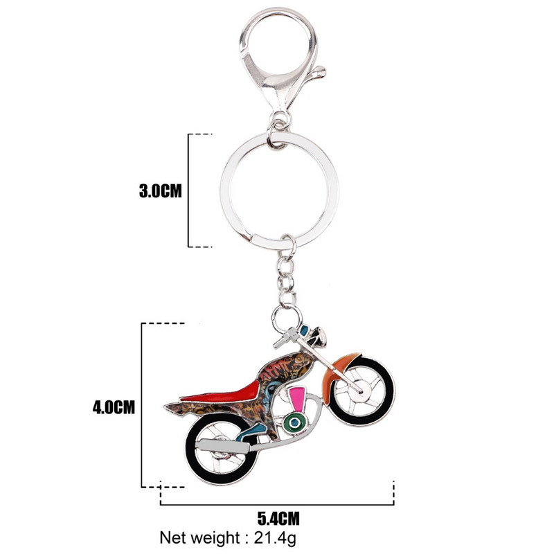 Bonsny email transport motocicletă motocicletă breloc breloc inel cadou pentru femei fete geantă brelocuri mașină bijuterii unice