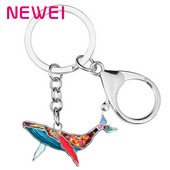 NEWEI Aliaj emailat Mental Floral Mare Ocean Balenă Breloc Fashio Poșetă pentru mașină Breloc Inel Bijuterii Pentru Femei Bărbați Adolescent Charm Cadou