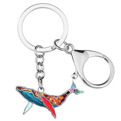 NEWEI Aliaj emailat Mental Floral Mare Ocean Balenă Breloc Fashio Poșetă pentru mașină Breloc Inel Bijuterii Pentru Femei Bărbați Adolescent Charm Cadou