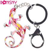 Bonsny 2016 smalț aliaj gecko șopârlă aliaj metal breloc breloc cadou pentru femei fete geanta farmec breloc ultimele bijuterii