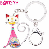 Bonsny email emailat pisica pisicuta brelocuri brelocuri inele bijuterii animale moda pentru femei fete cadouri poșete brelocuri suport auto