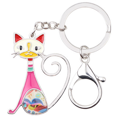 Bonsny email emailat pisica pisicuta brelocuri brelocuri inele bijuterii animale moda pentru femei fete cadouri poșete brelocuri suport auto