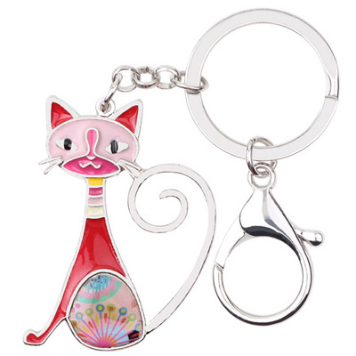 Bonsny email emailat pisica pisicuta brelocuri brelocuri inele bijuterii animale moda pentru femei fete cadouri poșete brelocuri suport auto