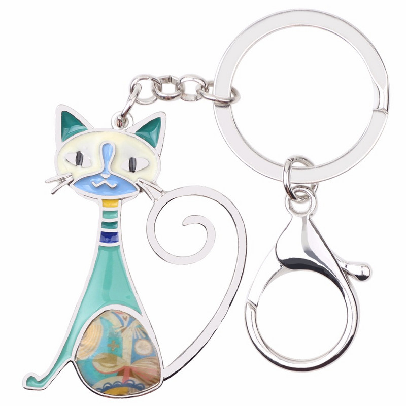 Bonsny email emailat pisica pisicuta brelocuri brelocuri inele bijuterii animale moda pentru femei fete cadouri poșete brelocuri suport auto