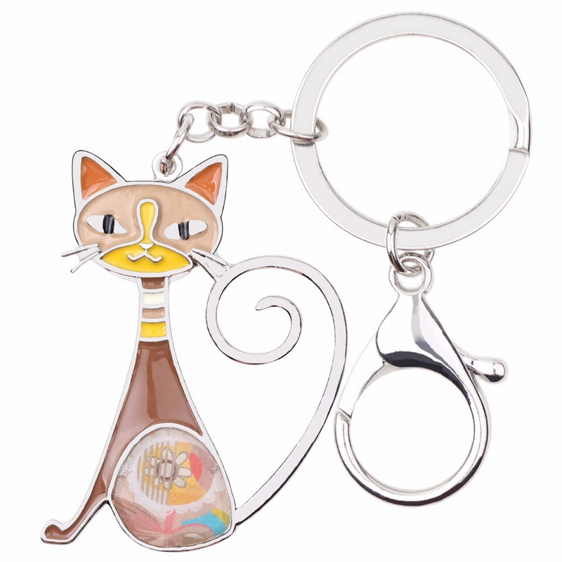 Bonsny email emailat pisica pisicuta brelocuri brelocuri inele bijuterii animale moda pentru femei fete cadouri poșete brelocuri suport auto