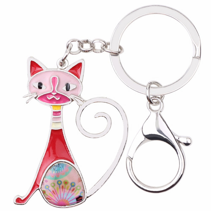 Bonsny email emailat pisica pisicuta brelocuri brelocuri inele bijuterii animale moda pentru femei fete cadouri poșete brelocuri suport auto