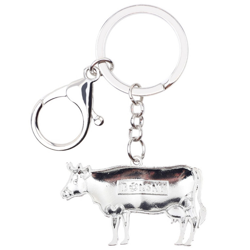 Bonsny emajl Metalni cvjetni govedo bik privjesak za ključeve privjesak za ključeve Nakit za dame Žene Tinejdžeri Ručna torbica Auto Farm Animal Charms
