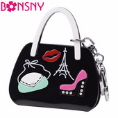 Bonsny akrylové vysoké podpätky, pery, vzor Eiffelovej veže, kabelka v tvare kľúčenky, krúžky, novinka, šperky pre ženy a dievčatá, darčeky