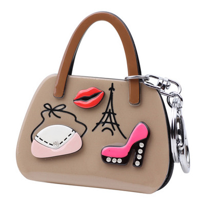 Bonsny akrylové vysoké podpätky, pery, vzor Eiffelovej veže, kabelka v tvare kľúčenky, krúžky, novinka, šperky pre ženy a dievčatá, darčeky