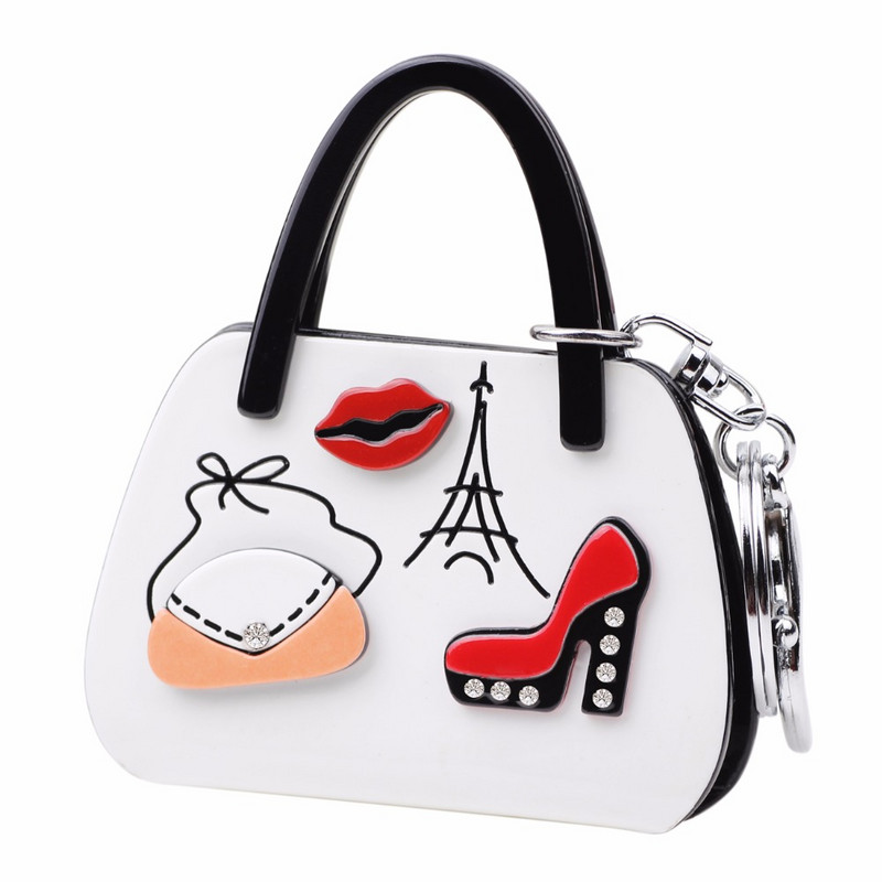 Bonsny akrylové vysoké podpätky, pery, vzor Eiffelovej veže, kabelka v tvare kľúčenky, krúžky, novinka, šperky pre ženy a dievčatá, darčeky