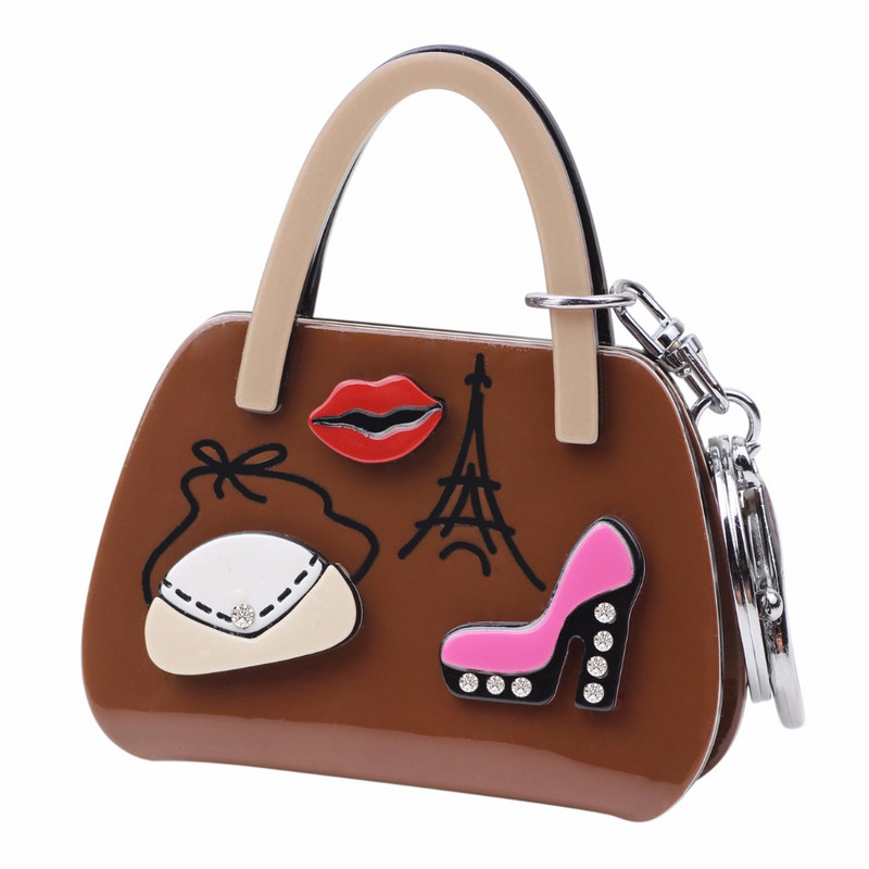 Bonsny akrylové vysoké podpätky, pery, vzor Eiffelovej veže, kabelka v tvare kľúčenky, krúžky, novinka, šperky pre ženy a dievčatá, darčeky