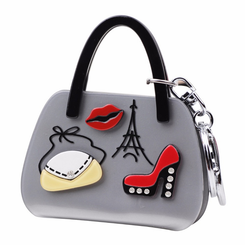 Bonsny akrylové vysoké podpätky, pery, vzor Eiffelovej veže, kabelka v tvare kľúčenky, krúžky, novinka, šperky pre ženy a dievčatá, darčeky