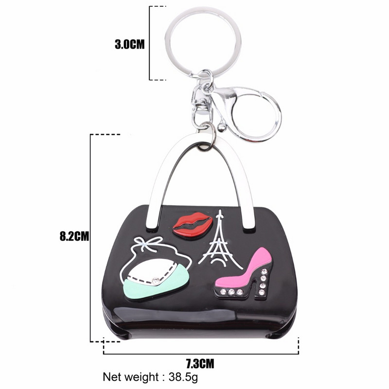 Bonsny akrylové vysoké podpätky, pery, vzor Eiffelovej veže, kabelka v tvare kľúčenky, krúžky, novinka, šperky pre ženy a dievčatá, darčeky