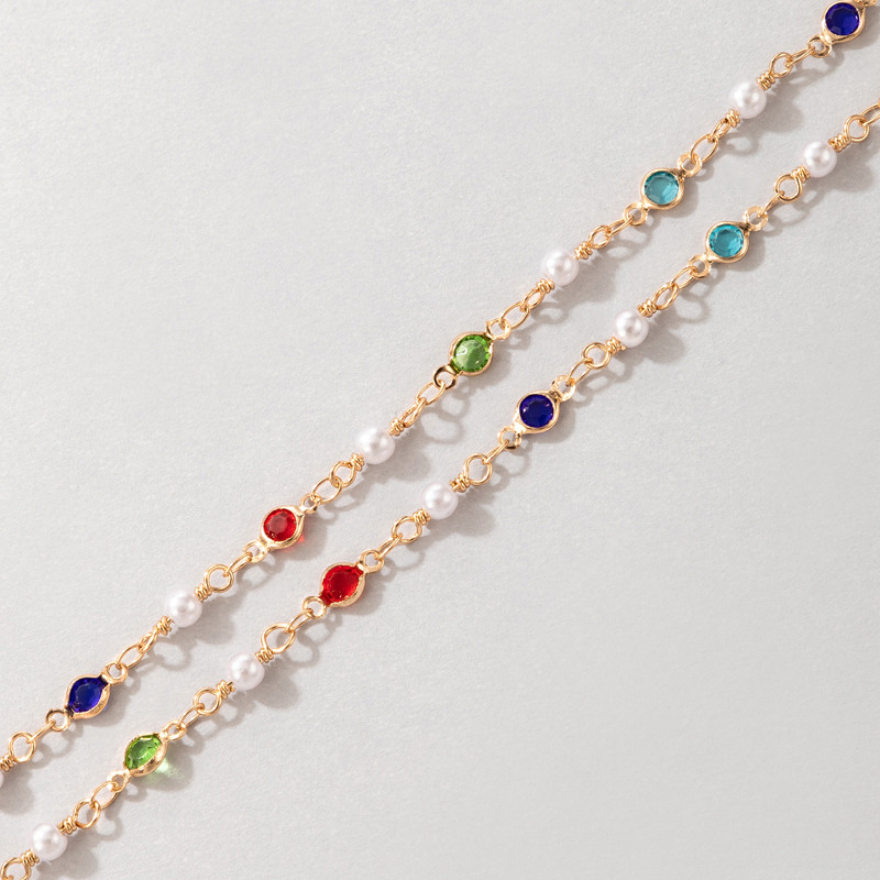 Tocona, piatră de cristal colorată, lanț pentru picioare, perle elegante, glezne reglabile, realizate manual pentru femei, set de bijuterii boeme 21534