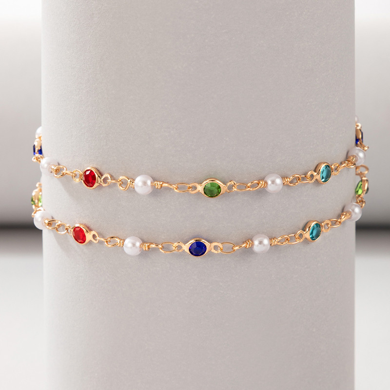 Tocona, piatră de cristal colorată, lanț pentru picioare, perle elegante, glezne reglabile, realizate manual pentru femei, set de bijuterii boeme 21534