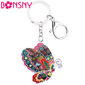 Lanț cheie cu fluture din aliaj email Bonsny, brelocuri, inel, bijuterii pentru insecte, pentru femei, fete, cadou, geantă de mână, pandantiv cu mașină, comerț cu ridicata