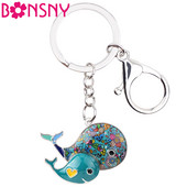 Lanț chei cu balenă din aliaj emailat Bonsny Brelocuri Inel geantă Brelocuri pentru geantă Noutate Bijuterii animale din ocean pentru femei Fete Cadou original
