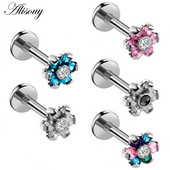 Sebészeti acél Divat cirkon Labret Monroe ajak szegecs piercing porc Tragus Helix fülbevaló orrcsavar ajakgyűrű testékszer