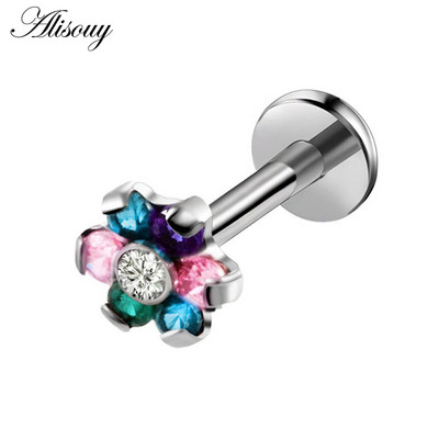 Sebészeti acél Divat cirkon Labret Monroe ajak szegecs piercing porc Tragus Helix fülbevaló orrcsavar ajakgyűrű testékszer