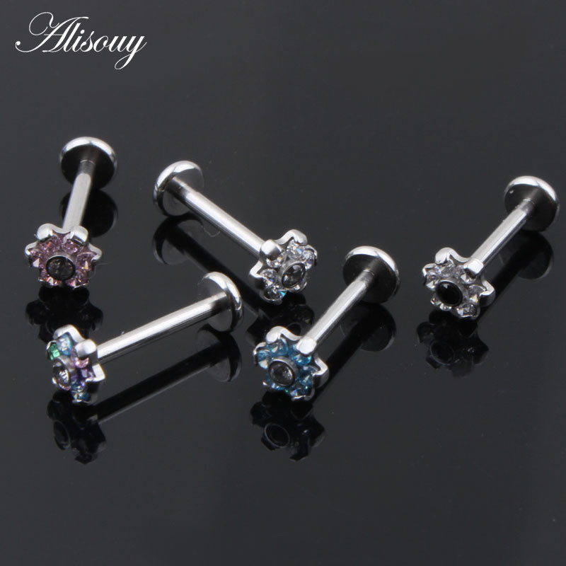 Sebészeti acél Divat cirkon Labret Monroe ajak szegecs piercing porc Tragus Helix fülbevaló orrcsavar ajakgyűrű testékszer