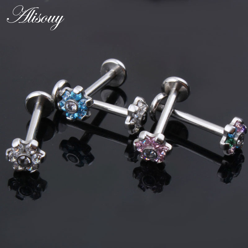 Sebészeti acél Divat cirkon Labret Monroe ajak szegecs piercing porc Tragus Helix fülbevaló orrcsavar ajakgyűrű testékszer