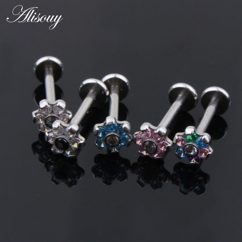 Sebészeti acél Divat cirkon Labret Monroe ajak szegecs piercing porc Tragus Helix fülbevaló orrcsavar ajakgyűrű testékszer