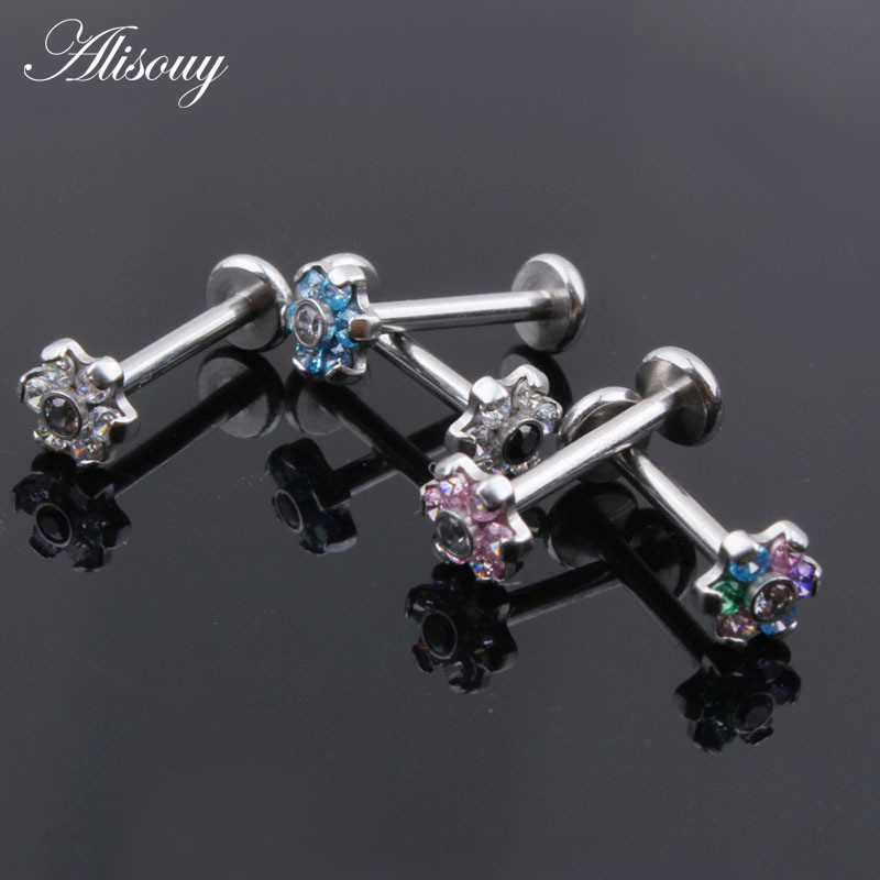 Sebészeti acél Divat cirkon Labret Monroe ajak szegecs piercing porc Tragus Helix fülbevaló orrcsavar ajakgyűrű testékszer