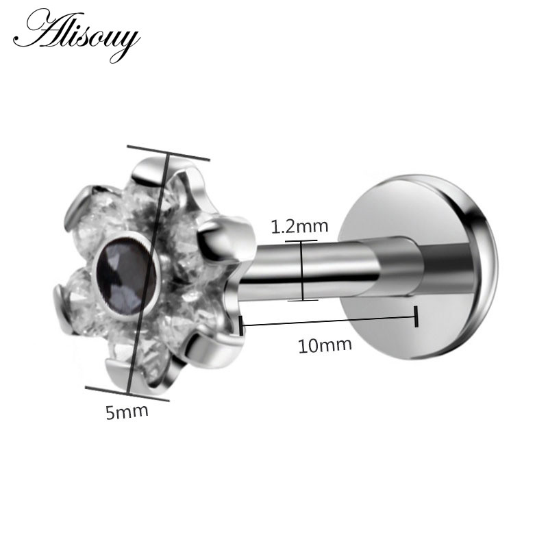 Sebészeti acél Divat cirkon Labret Monroe ajak szegecs piercing porc Tragus Helix fülbevaló orrcsavar ajakgyűrű testékszer