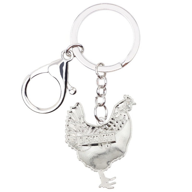 Bonsny metal emailat cu stras pui găină brelocuri breloc breloc bijuterii animale de fermă pentru femei fete geanta brelocuri mașină vrac