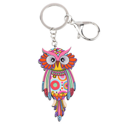 Bonsny Acrilic Animal Pasăre Bijuterii Bufniță Breloc Breloc Pom Cadou pentru Femei Fete Geantă Breloc Breloc Pandantiv Bijuterii Design