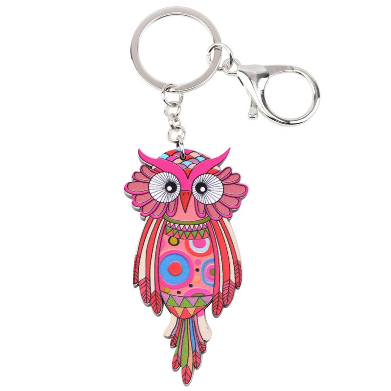 Bonsny Acrilic Animal Pasăre Bijuterii Bufniță Breloc Breloc Pom Cadou pentru Femei Fete Geantă Breloc Breloc Pandantiv Bijuterii Design