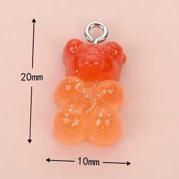 10 τμχ 22Χ11 χιλιοστά Candy Color Gummy Mini Bear Charms for Making Cute Earrings Κρεμαστά κολιέ DIY Creative Jewelry Finding