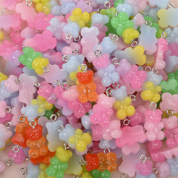 10 τμχ 22Χ11 χιλιοστά Candy Color Gummy Mini Bear Charms for Making Cute Earrings Κρεμαστά κολιέ DIY Creative Jewelry Finding