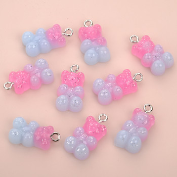 10 τμχ 22Χ11 χιλιοστά Candy Color Gummy Mini Bear Charms for Making Cute Earrings Κρεμαστά κολιέ DIY Creative Jewelry Finding