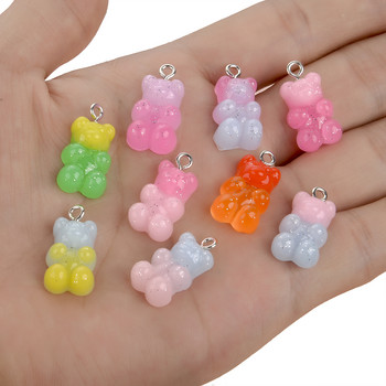 10 τμχ 22Χ11 χιλιοστά Candy Color Gummy Mini Bear Charms for Making Cute Earrings Κρεμαστά κολιέ DIY Creative Jewelry Finding