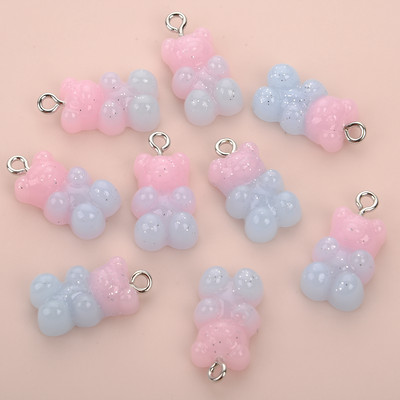 10 komada 22X11 mm gumeni mini medvjedić u boji bombona privjesak za izradu slatkih naušnica, privjesaka, ogrlica, kreativno pronalaženje nakita „uradi sam“
