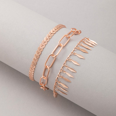 Tocona 3db/szett Boho Leaf Gold bokalánc Női Ötvözet Fém Bojttalp Chian Barefoot Szandál Ékszer Kiegészítők 18045