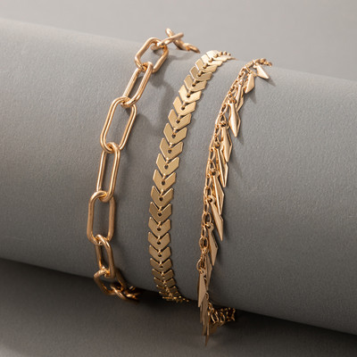 Tocona 3db/szett Boho Leaf Gold bokalánc Női Ötvözet Fém Bojttalp Chian Barefoot Szandál Ékszer Kiegészítők 18045